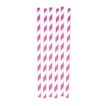 12 cannucce Stripes in carta fucsia/bianco Big Party