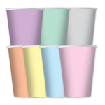 8 bicchieri in carta cc.200 colori assortiti Soft Rainbow pastello Big Party